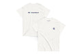 Back and front of a white t-shirt. Back reads "QC Event School" and front features Q logo.