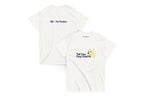 Front and back of white t-shirt. Text on front reads "Tell Your Dog I Say Hi". Text on back reads "QC Pet Studies"