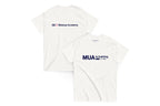 Back and front of white t-shirt. Back reads "QC Makeup Academy", front reads "MUA in Training"