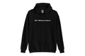 Black hoodie with 'QC Makeup Academy' text on a white background