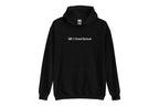 Black hoodie with 'QC Event School' text on a white background