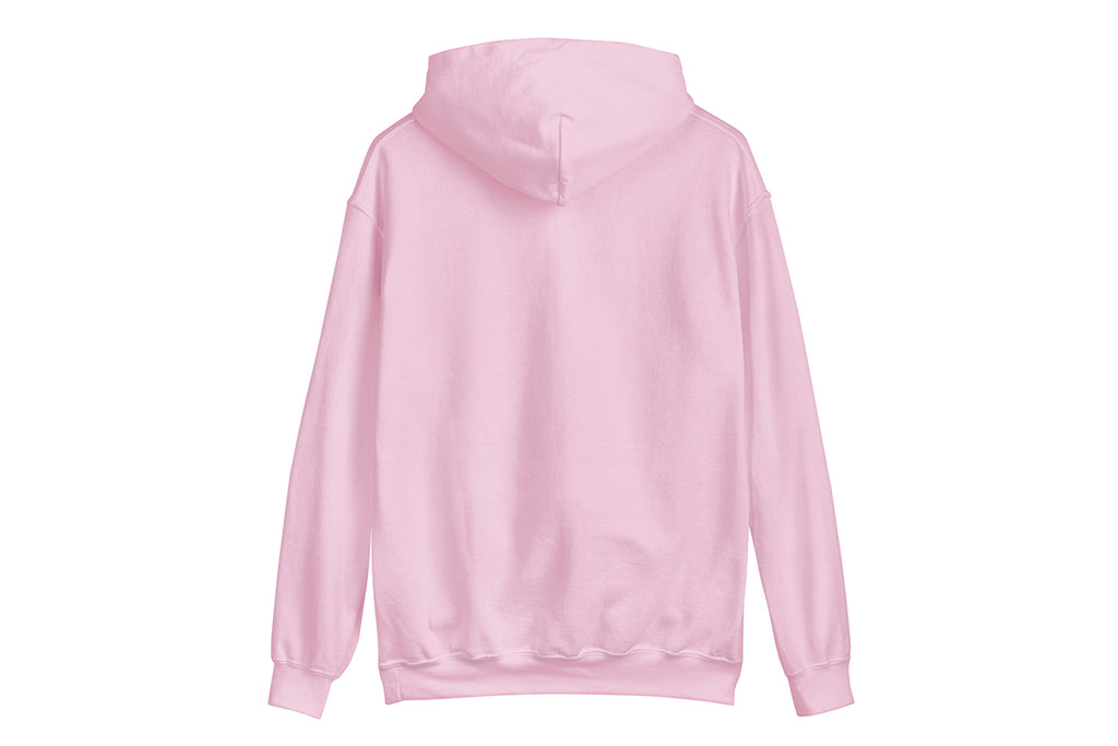 Pink hoodie back on a white background