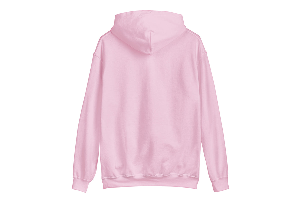 Pink hoodie back on a white background