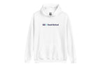 White hoodie with 'QC Event School' text on a white background