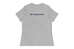 Gray t-shirt with a QC Design School logo on the back against a white background
