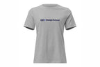 Gray t-shirt with QC Design School logo on a white background