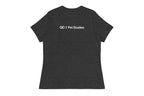 Grey t-shirt back with 'QC Pet Studies' text on a white background
