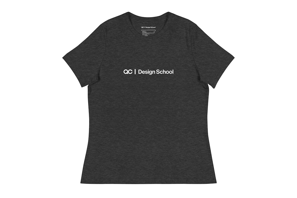 Grey t-shirt that reads "QC Design School"