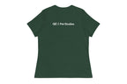 Green t-shirt with 'QC Pet Studies' text on a white background