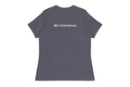 Gray t-shirt with 'QC Event School' text on the back against a white background