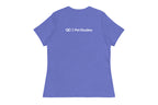 Royal Blue t-shirt back with 'QC Pet Studies' text on the back against a white background