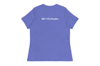 Blue t-shirt back with 'QC Pet Studies' text on a white background