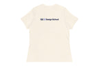 Beige t-shirt with 'OC Design School' logo on the back on a white background
