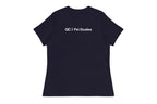 Navy Grey t-shirt with 'QC Pet Studies' text on a white background