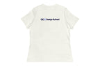 White t-shirt with 'OC Design School' logo on the back against a white background