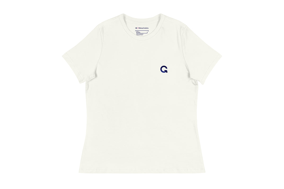 Off-White t-shirt with a Q logo on a white background