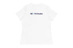 White t-shirt back with 'QC Pet Studies' text on a white background